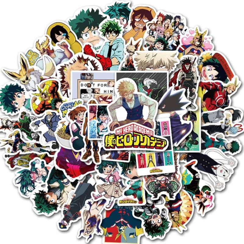 50St. My Hero Academia Aufkleber, japanische Cartoon Anime Gon Freecss Whale Island Vinyl Aufkleber Aufkleber für Laptop, Wasserflasche, Auto, Skateboard, Gitarre, Helm von Huayao