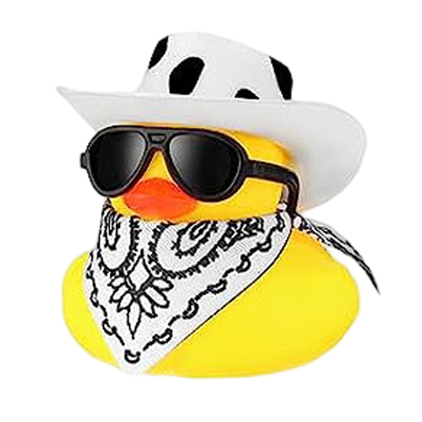 Cowboy-Enten, lustige Gummi-Ente, Gummi-Ente, Autozubehör, mit niedlichem Cowboy-, Schal und Sonnenbrille, Auto-Ornamente für das Armaturenbrett von Hugsweet