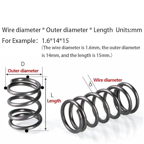 10 Stk. Drahtdurchmesser 0,3 mm 304 Edelstahl Zylindrische Spirale Druckfeder Rückstellung Druckfedern Druck freigeben 10 Stk(10mm,3mm -0.2mm) von Huhpa