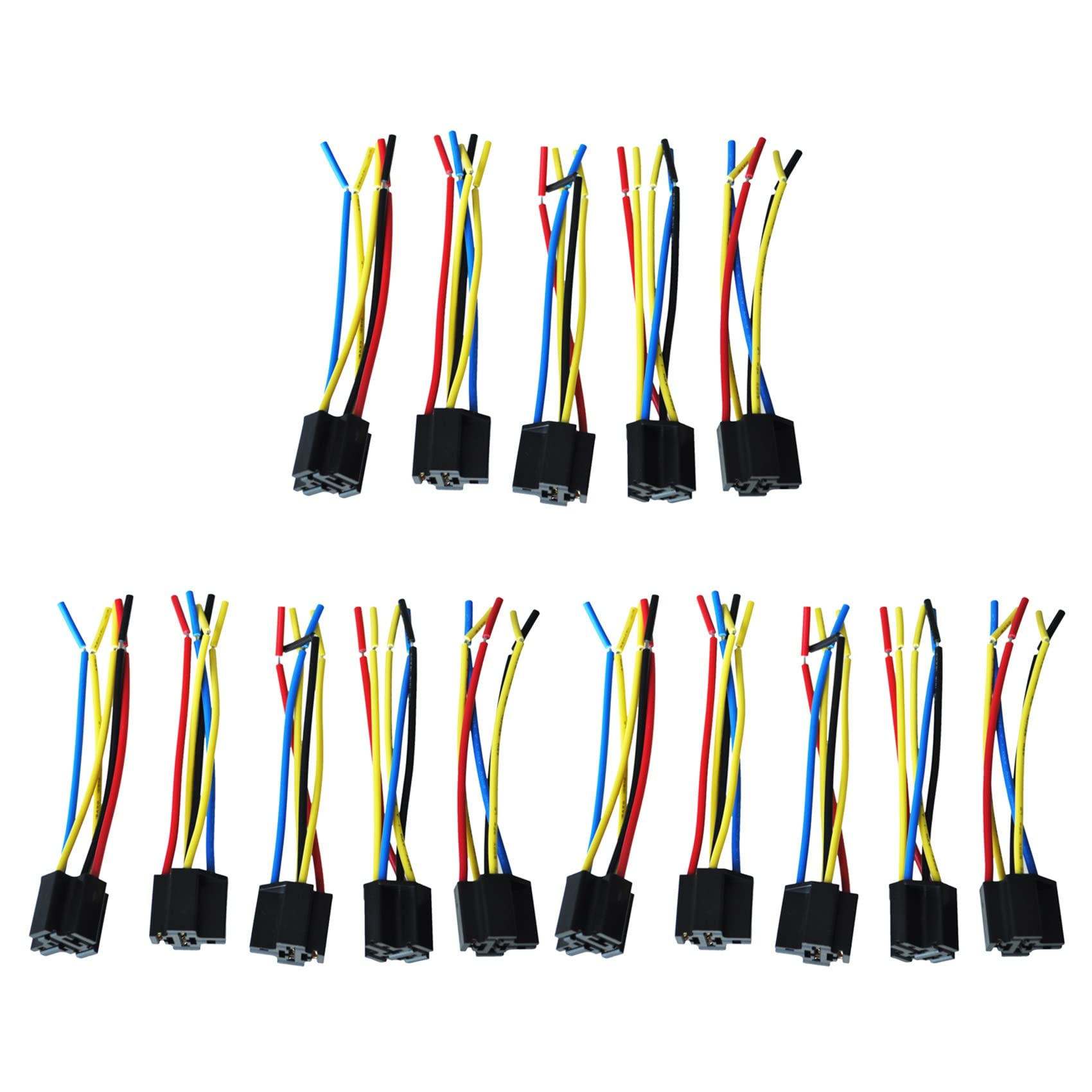 Huhudyy 15 Stueck 5 Pin Leitungen Kabel Relais Sockel Baumstecker DC 12V Fuer Auto von Huhudyy