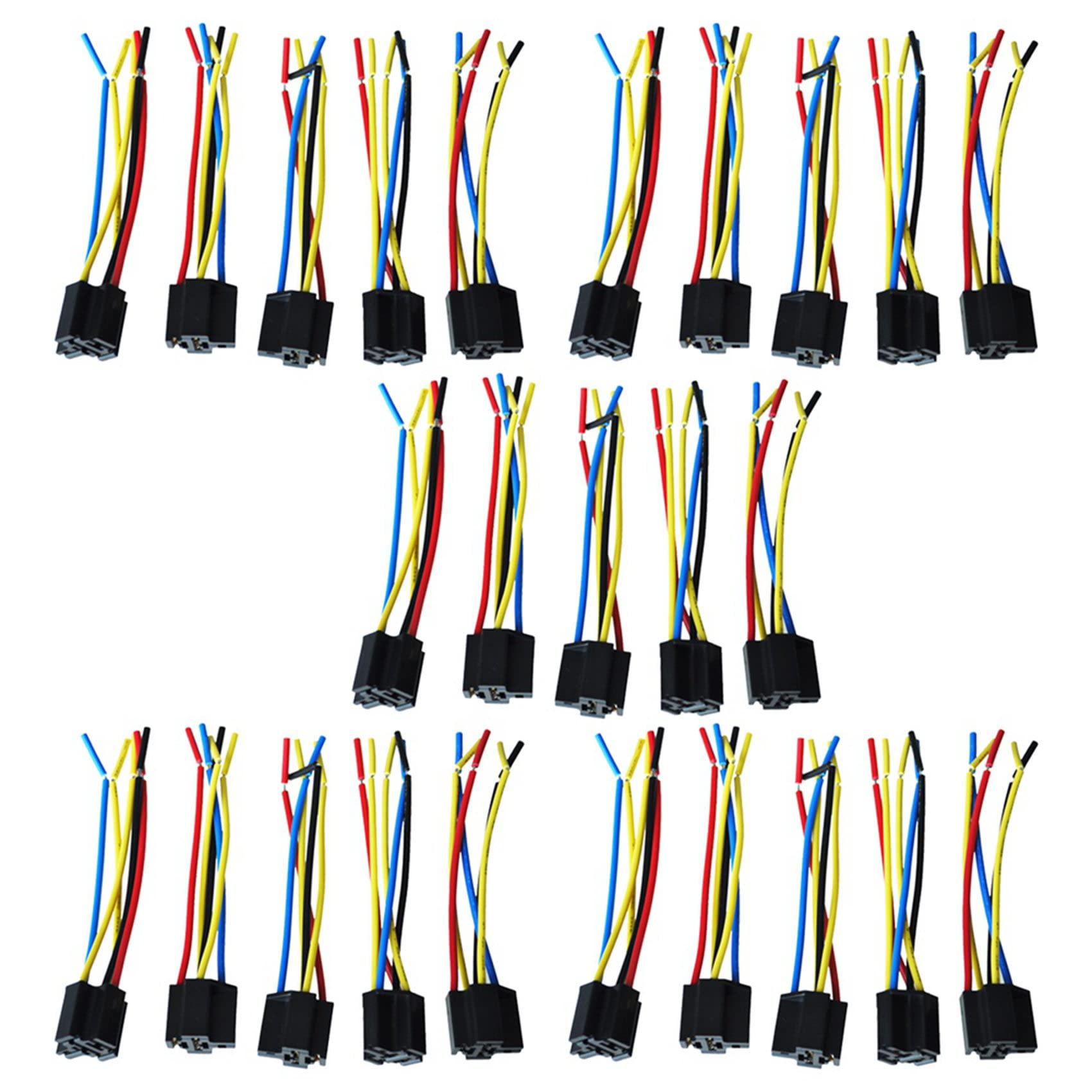 Huhudyy 25 Stueck 5 Pin Leitungen Kabel Relais Sockel Baumstecker DC 12V Fuer Auto von Huhudyy