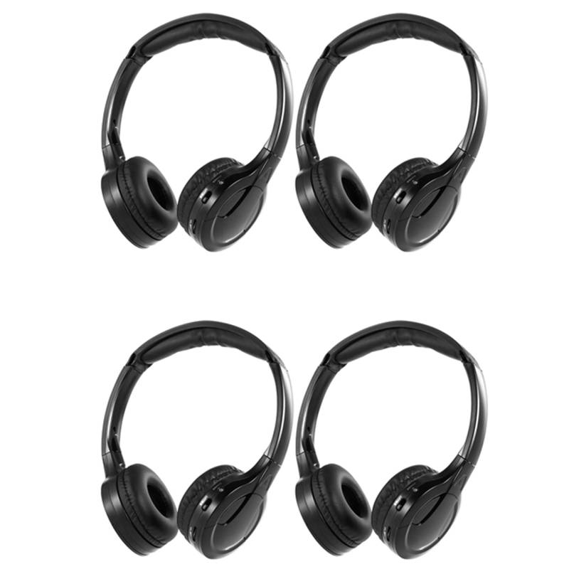 Huhudyy 4 Packungen IR Kabellos Kopfhörer für Auto DVD Abspieler Kopf Stütze Video,Am Ohr Infrarot Kopfhörer Headset Universal (Schwarz) von Huhudyy