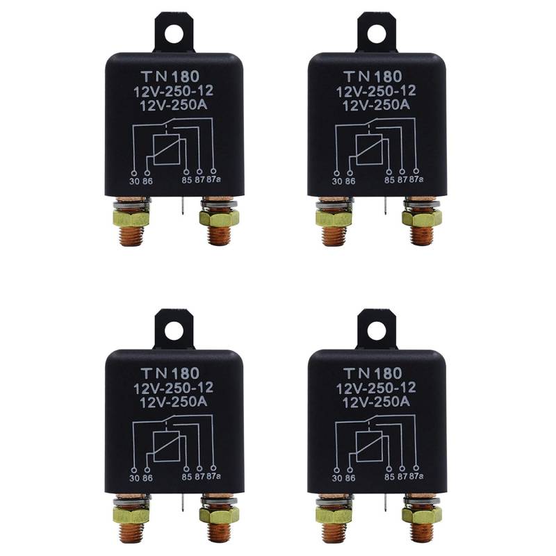 Huhudyy 4X Auto Relais 12V 250A Kontinuierlicher Typ Hochleistungs Motorrad Batterie Steuerschalter Anschluss Automobil Relais von Huhudyy