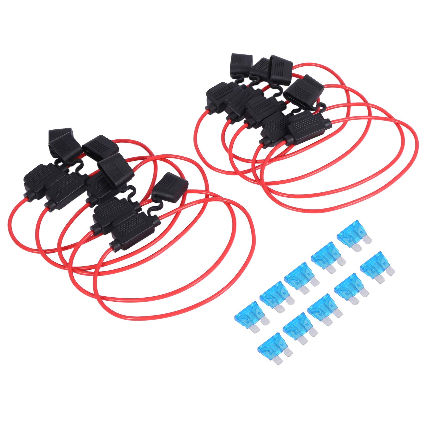 Huhudyy Inline Sicherungshalter ATC/ATO Add A Circuit Auto Sicherungshalter 10 Pack Sicherung Tap Adapter 16 Gauge 20Amp Klinge Wasserdichter Mit 10 Stücke 15 Amp Standard Sicherungen von Huhudyy