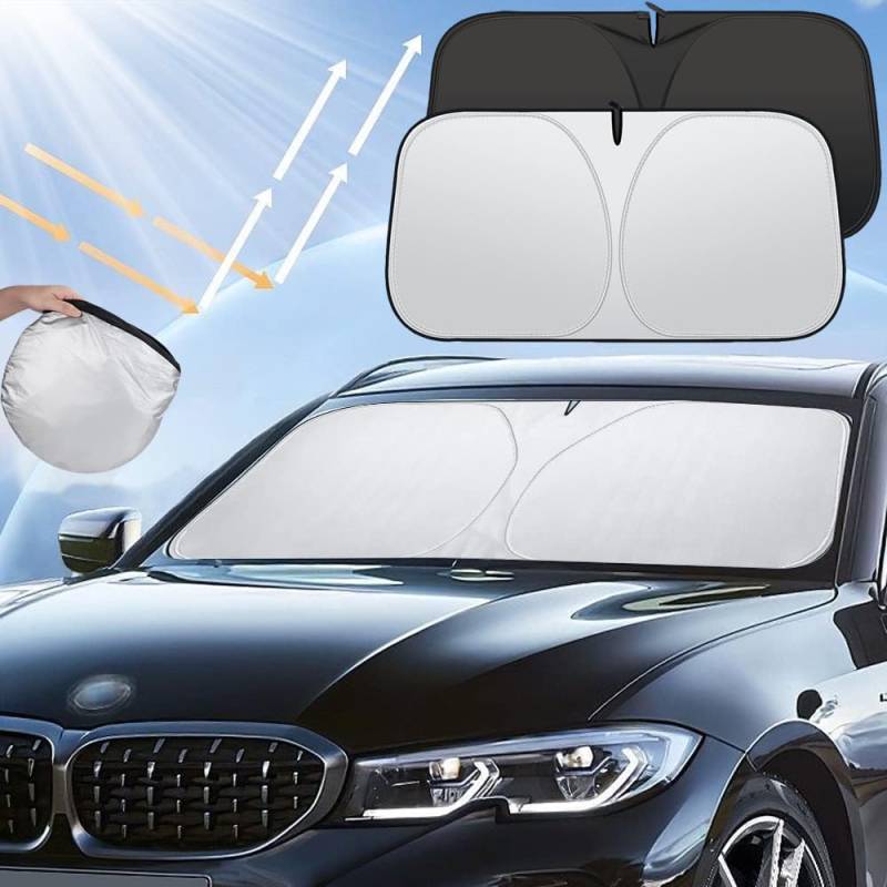 Sonnenschutz Auto Frontscheibe 145×80 cm, Car Windshield Sun Shade, Frontscheibenabdeckung, Sonnenschutz Frontscheibe, Sonnenblende Vorne, Autozubehör für Anti UV und Sonnenhitze, Faltbar von Huifengjie