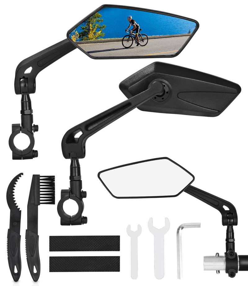 Fahrradspiegel HD, 2 Stück Universal Fahrradrückspiegel, Rückspiegel Fahrrad Spiegel, 360° Drehbar Fahrrad Rückspiegel für E-Bike E-Scooter, Rückspiegel kompatibel mit allen Modellen (links + rechts) von Huifoo
