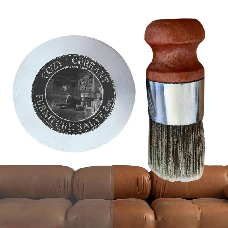 Ledermöbel Salbe Mit Pinsel, Möbel Salbe Für Leder Möbelsalbe Für Leder, Ledersalbe Für Möbel, Furniture Salve Lederpflege Mit Wildschweinborsten Bürste, Ledermöbel Salbe Und Pinsel Möbel Salbenbü te von Hujinkan