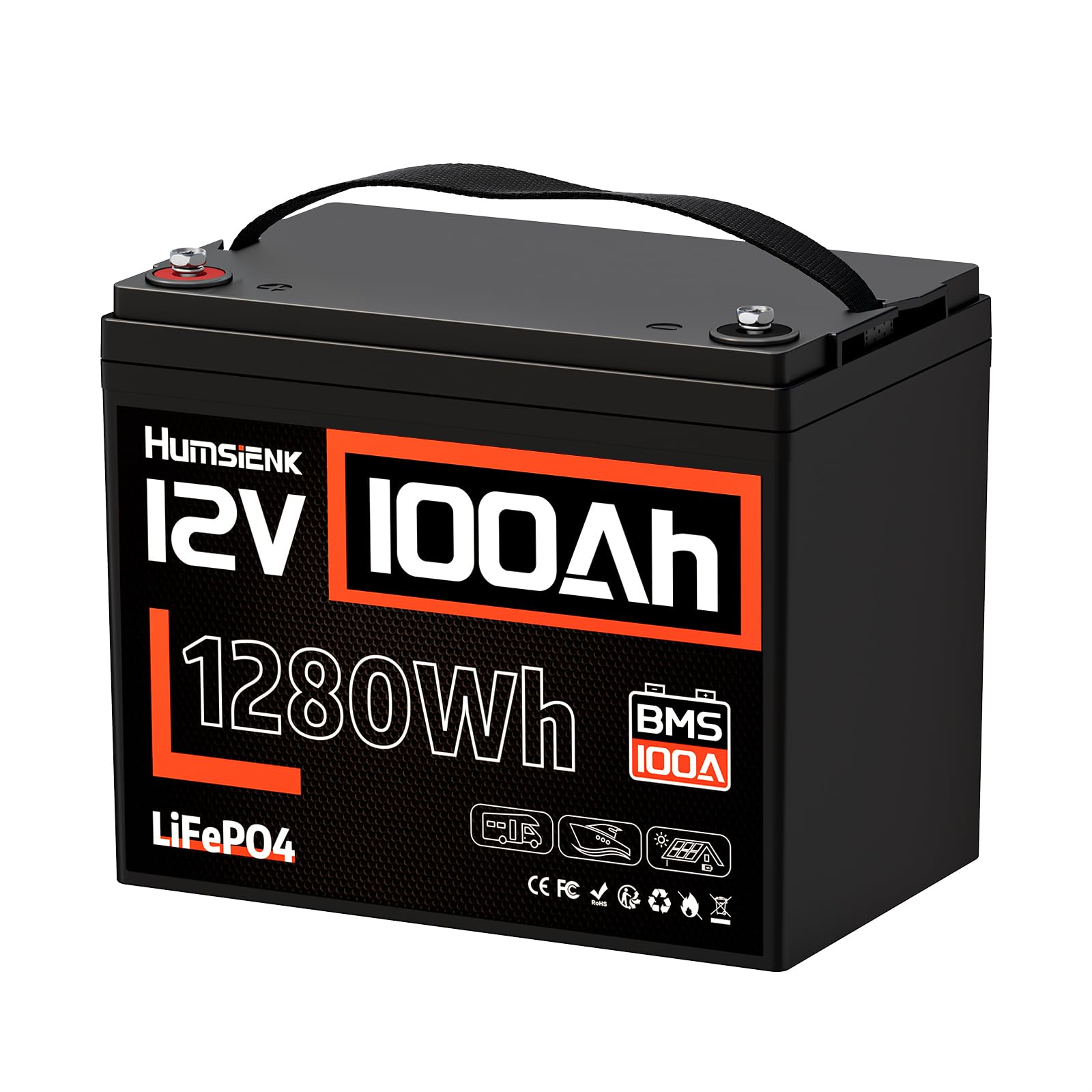 LiFePO4 Lithium Batterie 12V, 100Ah, 4 Stück von HumsiENK