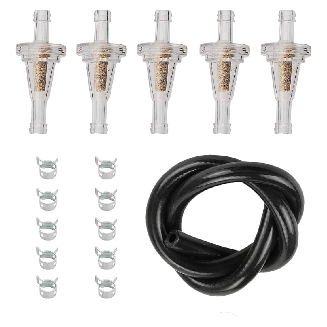 6mm 1/4 Inline Gasbrennstofffilter kompatibel mit 81-0221 Kraftstofffilter Schneemotor Rasenmäher Traktoren Fahrrad ATV Golfwagen Motorrad 5pcs von Huraoerrrr