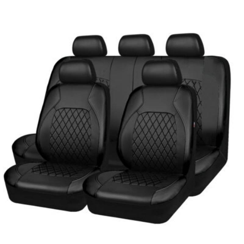 Autositzabdeckungen Volles Set, 9 -pcs -Sitzabdeckung Volles Sets Leder Universal Auto Sitzbezüge für SUV, Limousine, Van, schwarze Sitzbezüge für Autos, vordere und gespaltene hintere Bank für Auto, von Huraoerrrr