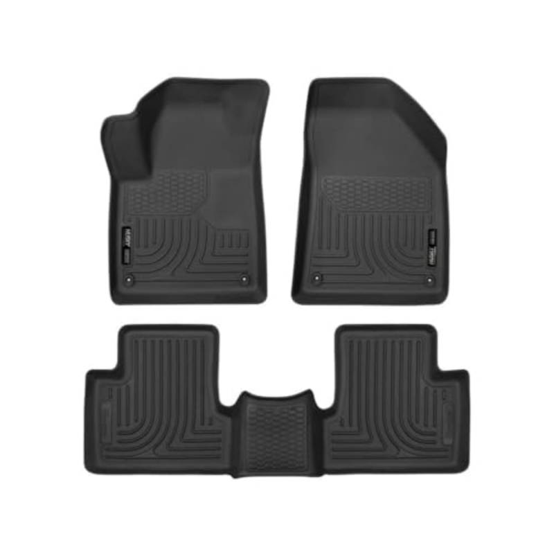 Husky Liners Weatherbeater Fußmatten, passend für Jeep Cherokee 2015–2023, vorne und 2. Reihe, 3-teilig, Schwarz – 99091 von HUSKY LINERS