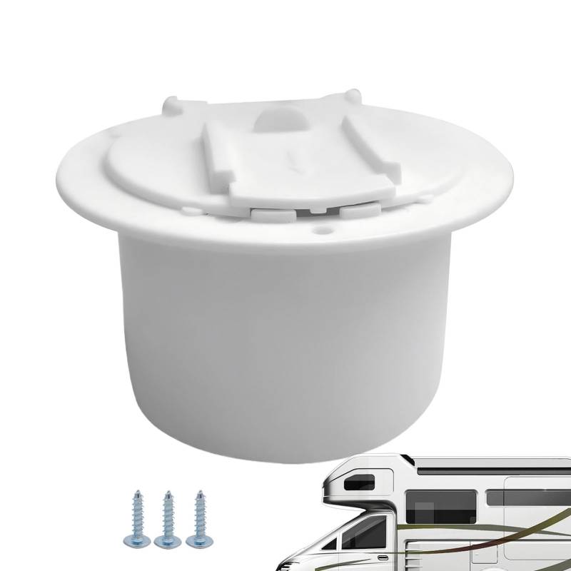 Hutnncg RV-Steckerabdeckung, RV-Steckdosenabdeckung, Runde RV-Elektrokabelabdeckung, RV-Kabeldurchführung mit Schrauben, RV-abgedeckte Netzkabelklappe, rundes Zubehör für unterwegs von Hutnncg