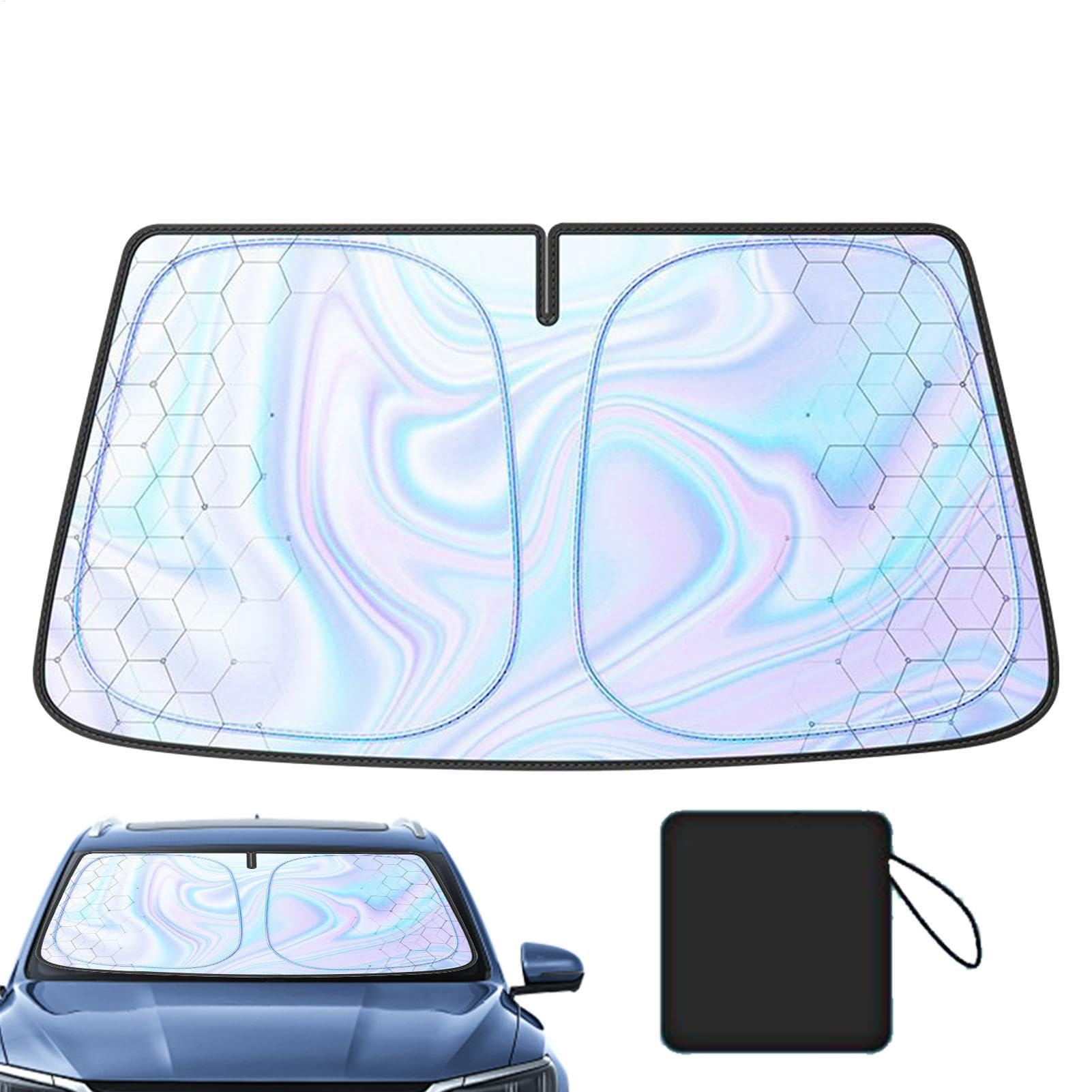 Car Sun Blocker Windshield, Auto Sun Visor Protector, Foldable Car Seat Full Shield, Lightweight Blocks Max Uv Rays for Summer Heat Protection, 57.09x31.5 Inches von Huvqianu