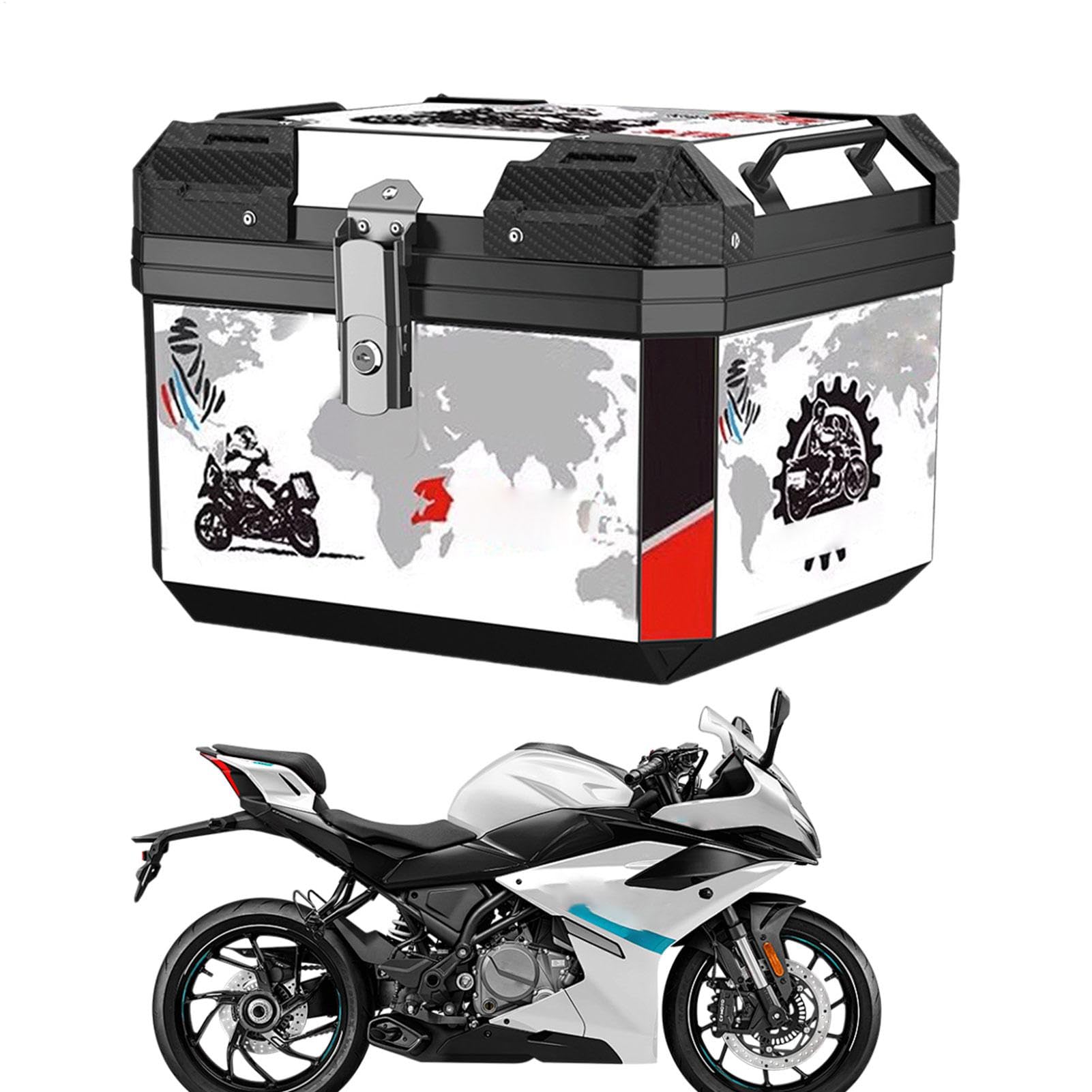 Huvqianu Motorrad-Kofferraumbox, Kofferraumbox, wasserdicht, staubdicht, 45 l Fassungsvermögen, Organizer für Motorradhelme, Gepäck von Huvqianu