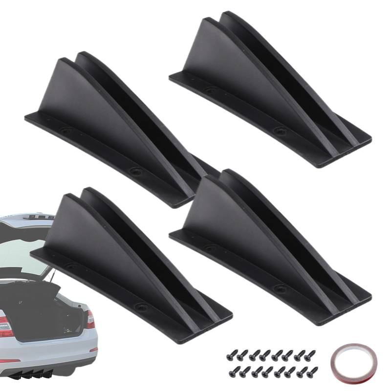 Auto Heckdiffusor Spoiler Heckstoßstange Spoiler | Heckdiffusor Flossen für Auto Hai 4 Stück | Diffusor für hintere Stoßstange für Aerodynamik Look Mod Zubehör von Huyeruie