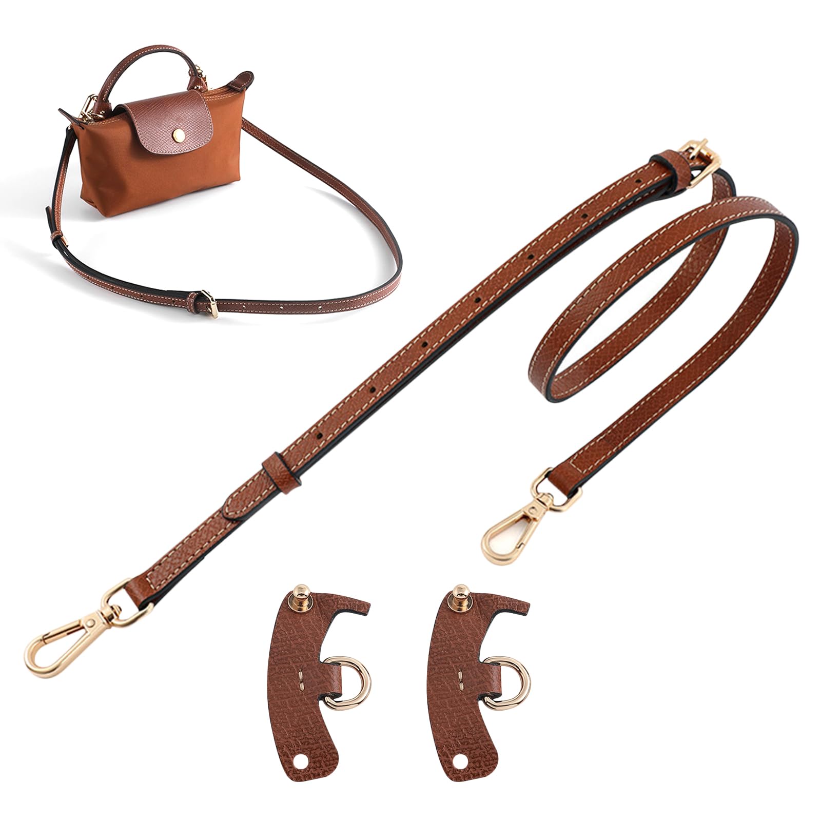 Hwtcjx Taschengriffe Leder, Taschenhenkel, PU Ersatz Taschenriemen Taschengriffe, Schultergurt für Taschen mit Lederschnalle, Taschengurt Leder DIY Schulterriemen, für Handtasche Umhängetaschen (Gold) von Hwtcjx