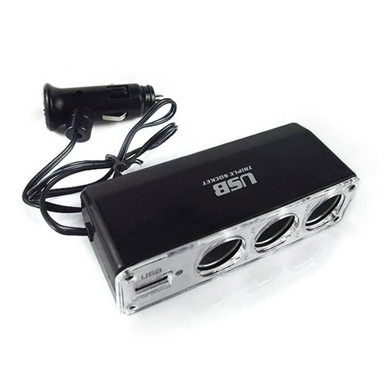 Hxyxbnhno Multi Gerät Auto 3 Wege Zigaretten Triple Adapter USB Splitter Steckdose Triple von Hxyxbnhno