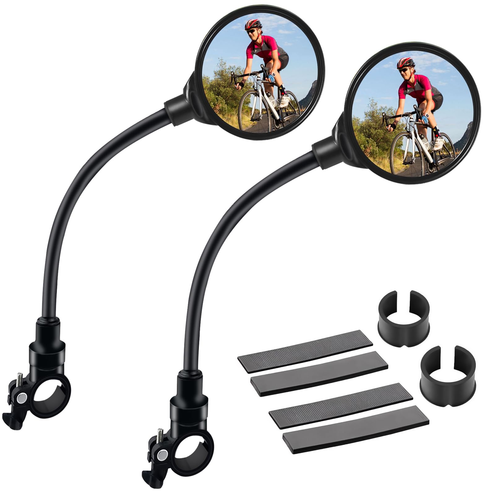 HyAdierTech 2 Stück Fahrradspiegel, 360° Einstellbar und Drehbar Rückspiegel, Fahrrad Spiegel Links Recht Sichere Spiegel, Sicherer Mirror für 22-32mm Lenker, Rückspiegel für E-Bike Mountainbikes von HyAdierTech