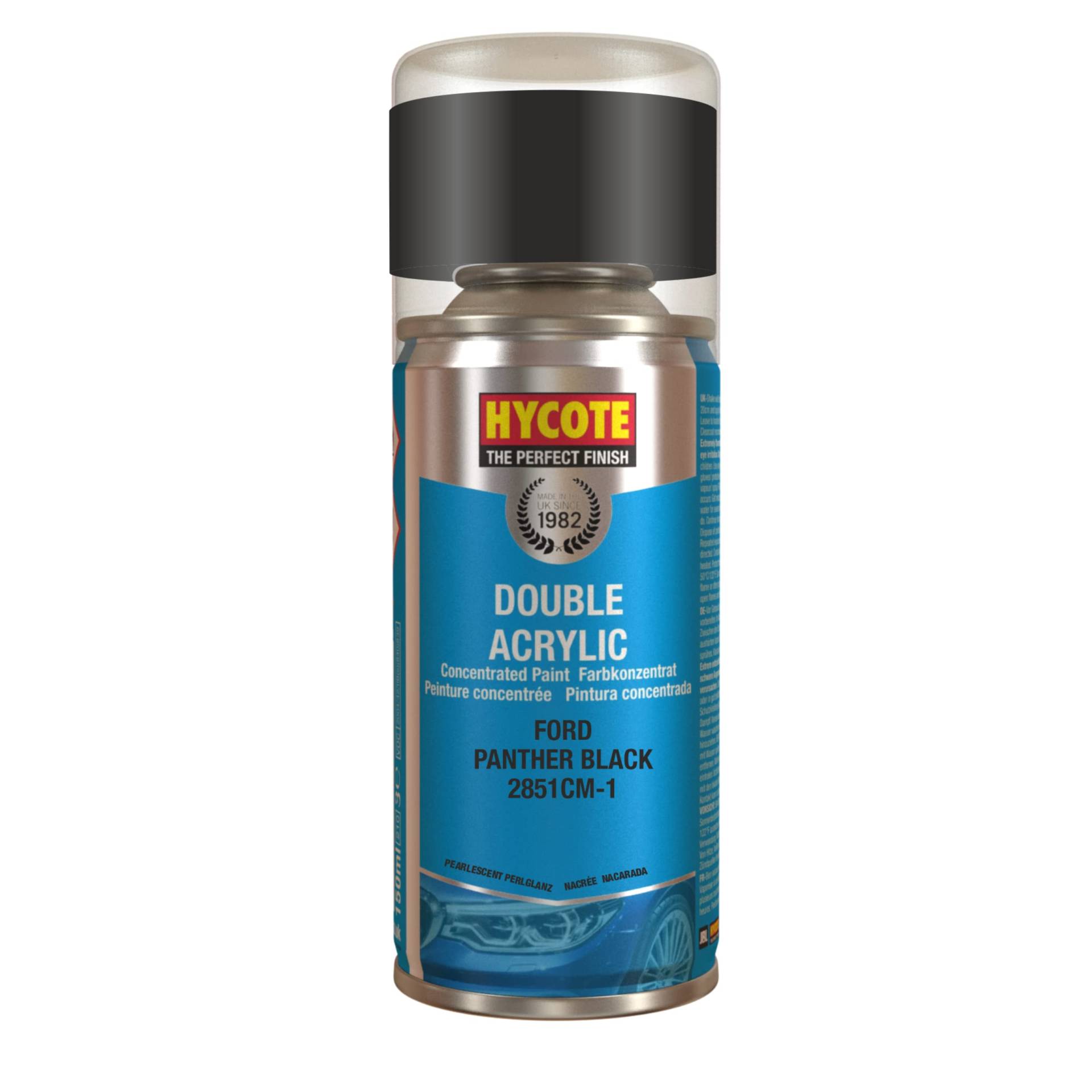 Hycote Doppel-Acryl-Aerosol-Autosprayfarbe, Ford – Panther Black, 150 ml von Hycote