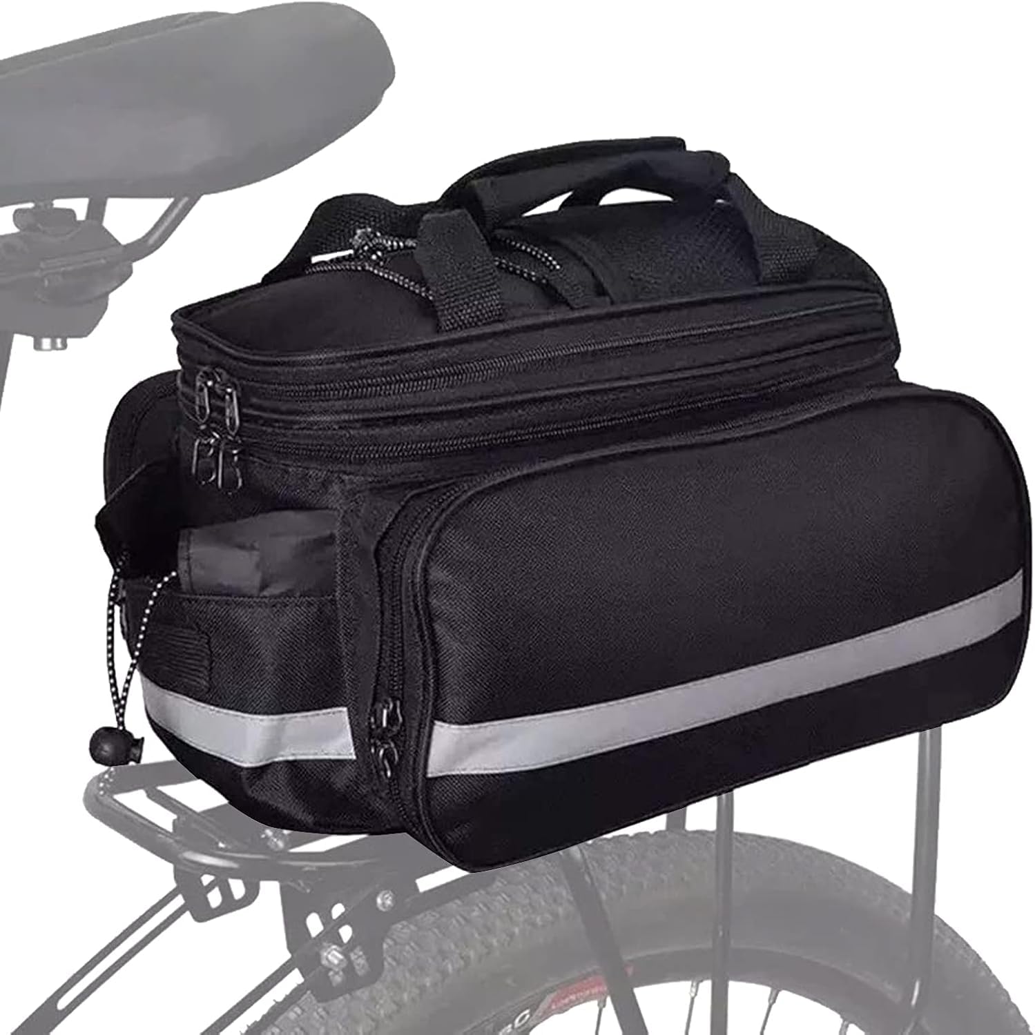 Hyuhome wasserdichte Rückentasche für Mountainbikes, Fahrradtasche für E-Bike-Rahmen 25L, ausziehbare Kofferraumtasche mit Regenschutz/reflektierendem Klebeband für MTB-Elektrofahrräder (Full Black) von Hyuhome