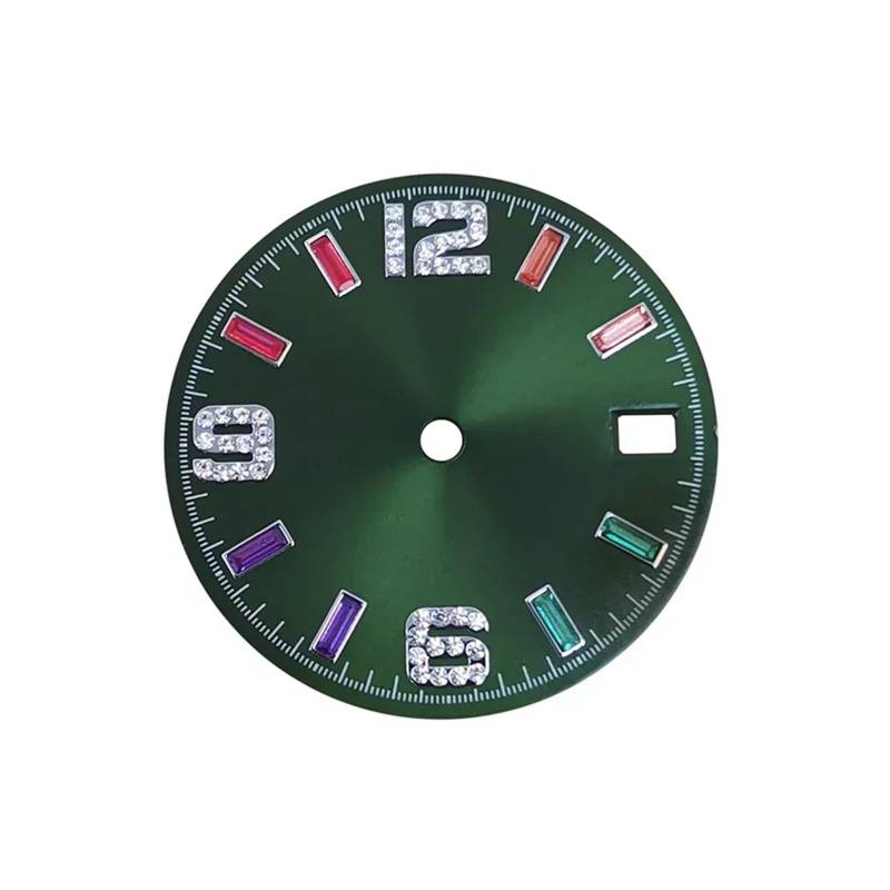 1 stücke 28,5mm NH35 Zifferblatt Stil Sonne Muster Regenbogen Skala Zifferblatt Uhr Zifferblatt for NH35 NH36 4R 7S Uhr Bewegung Änderung Teil DIY(Green) von Hyuwdai