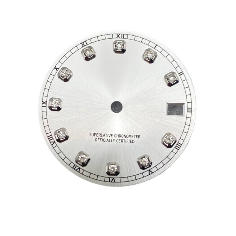 1 stücke 28,5mm Uhr Zifferblatt Geeignet NH35/NH36/4R/7S Bewegung Diamant Indizes Datum Fenster Mann Uhr Zubehör Teile(White) von Hyuwdai