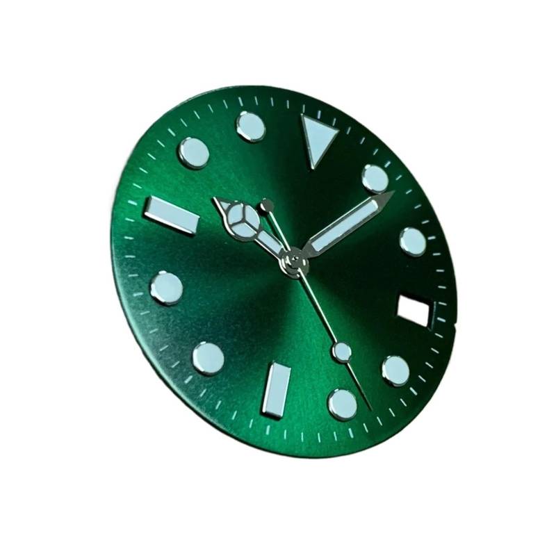 1 stücke 28,5mm Uhr Zifferblatt Schwarz Grün Blau Zifferblatt Leuchtende Uhr Gesicht NH35 Bewegung Mod Teile Zubehör Ersatz(Green) von Hyuwdai