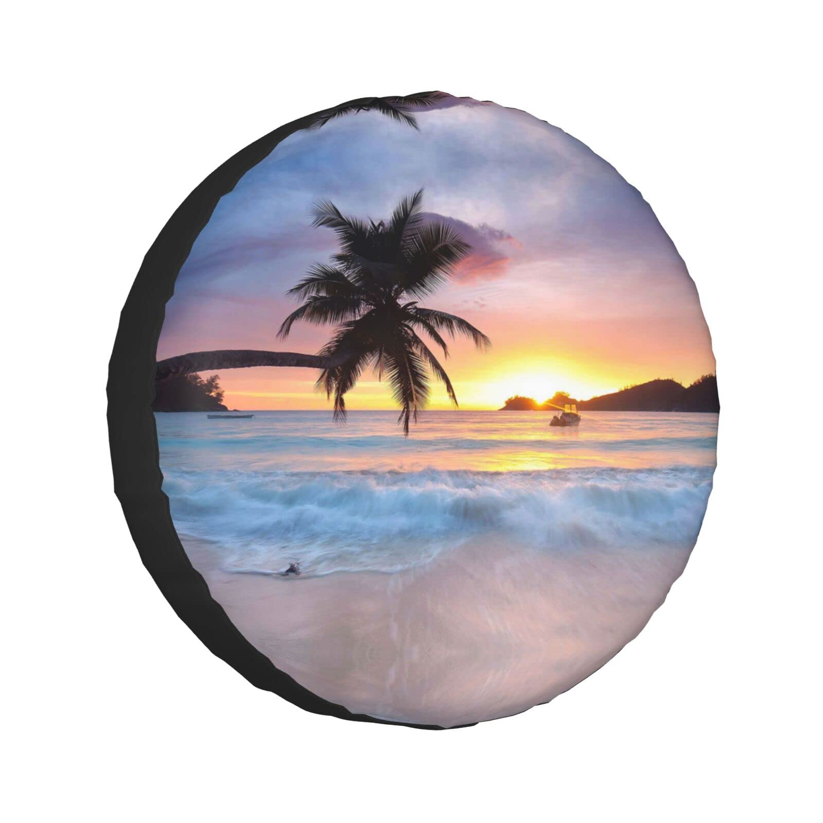 Sunrise Tropical Palm Tree Island Print Spare Tire Covers Wheel Protectors Waterproof Dust-Proof Uv Sun Wheel Tire Cover Fit For Jeep, Trailer, Rv, Suv And Many Vehiclel 14 Inch von Hzhuaoeg