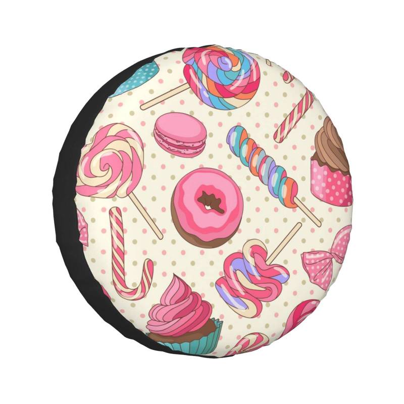 Sweet Lollipop Cupcake-Aufdruck, Ersatzreifenabdeckung, Radschutz, wasserdicht, staubdicht, UV-Sonnenrad, Reifenabdeckung, passend für Jeep, Anhänger, Wohnmobil, SUV und viele Fahrzeuge, 40,6 cm (16 von Hzhuaoeg