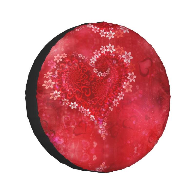 Valentine'S Day Red Heart Flower Print Spare Tire Covers Wheel Protectors Waterproof Dust-Proof Uv Sun Wheel Tire Cover Fit For Jeep, Trailer, Rv, Suv And Many Vehiclel 15 Inch von Hzhuaoeg