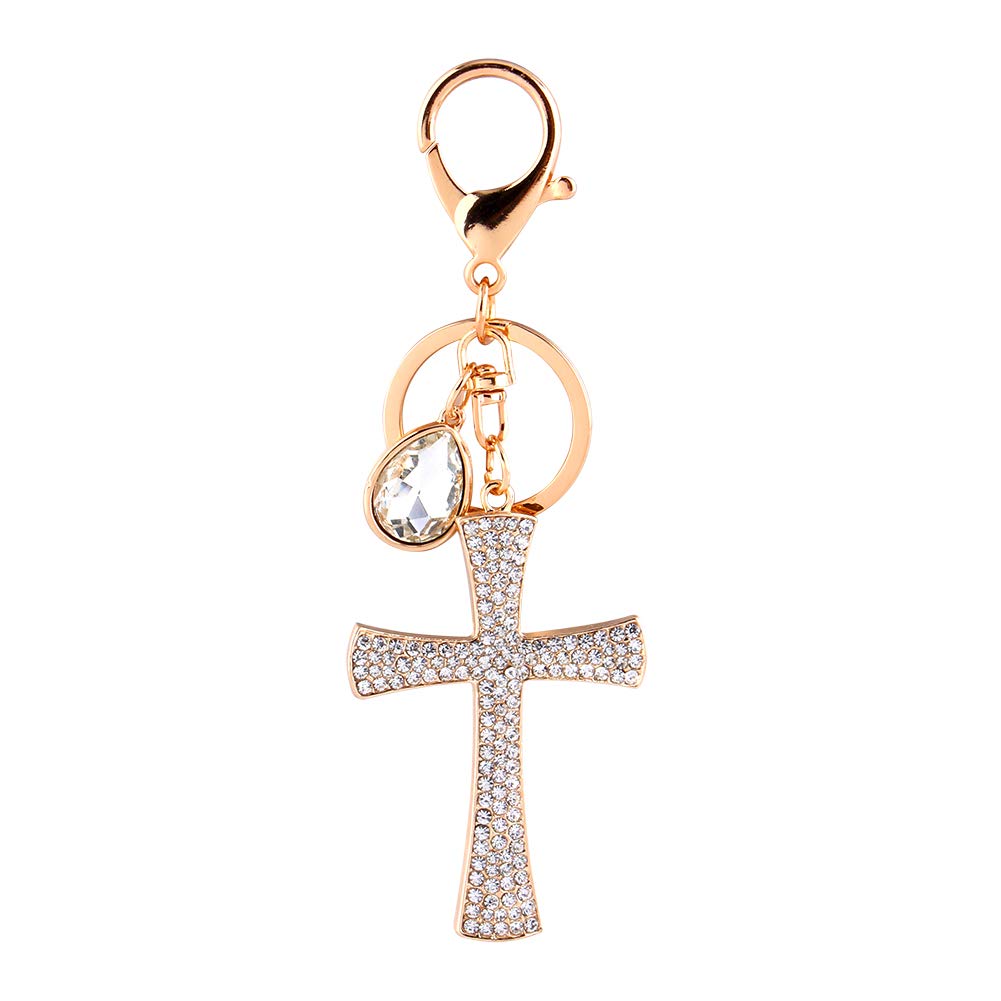 Hztyyier Kristall Kreuz Charm Schlüsselring Funkelndes Christliches Kreuz Schlüsselbund Charm Blingbling Anhänger Autoschlüssel Ornamente von Hztyyier