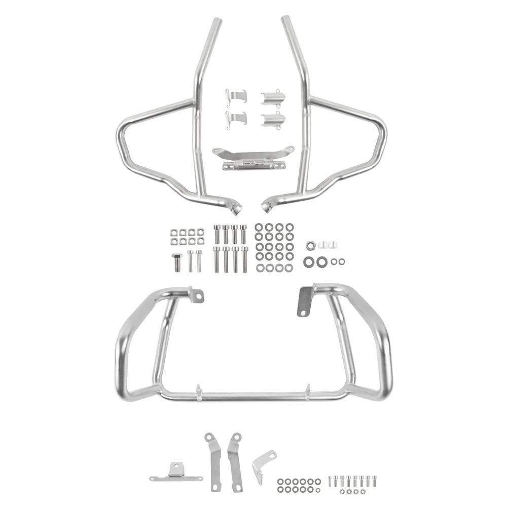 IBENZIGH Motorrad Oberen Unteren Crash Bar Motor Schutz Rahmen Stoßstange Für BMW G310GS G310 GS G 310GS 2017-2023 2022 2021 2020 Motorradzubehör(Silver) von IBENZIGH