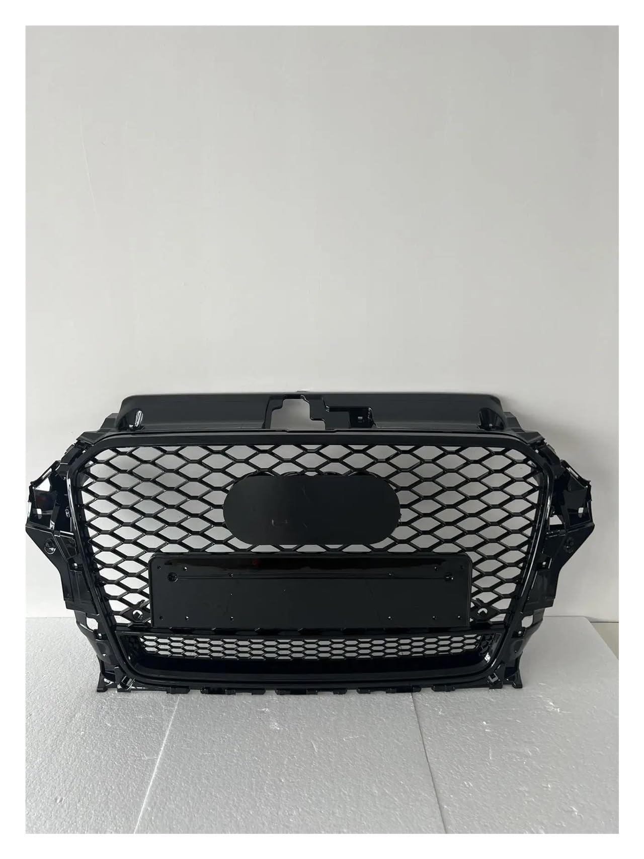 Auto Kühlergrill Für A3/S3 8V 2014 2015 2016 RS3 Hex Mesh Front Stoßstange Haube Grille Neue Honeycomb Grill Mesh Front Kühlergrill(Black Emblem) von IBNBRO