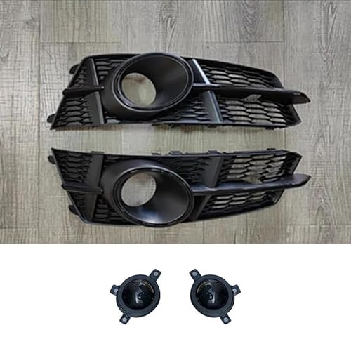 Auto Kühlergrill Für A6 S6 2016 2017 2018 Stoßstange Nebel Lampe Kühlergrill Auto Front Mesh Racing Grille Mit Acc Front Kühlergrill(All Black B with Acc) von IBNBRO