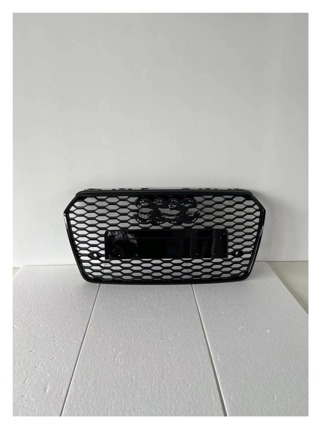 Auto Kühlergrill Für A7/S7 2016 2017 2018 2019 Autozubehör Für RS7 Style Front Sport Hex Mesh Honeycomb HoodGrill Glanzschwarz Front Kühlergrill(Black Emblem) von IBNBRO