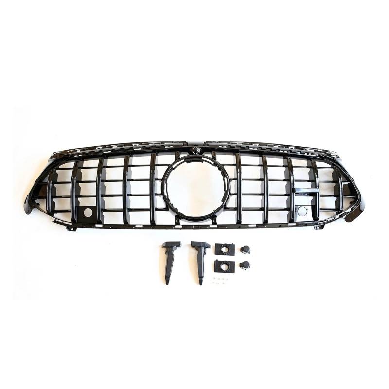 Auto Kühlergrill Für Benz Für Eine Klasse W177 A180 A200 A220 A250 A280 A35 AMG 2023-2024 Kühlergrill Grill GT Stil Auto Obere Stoßstange Haube Mesh Front Kühlergrill(Schwarz) von IBNBRO