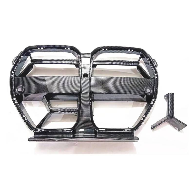 Auto Kühlergrill Für G80 M3 G82 G83 M4 2021 2022 2023 Frontstoßstangengrill CSL Style Fronthaube Nierengrill Carbonfaseroptik Glänzend Schwarz Front Kühlergrill(Carbon Fiber Look) von IBNBRO