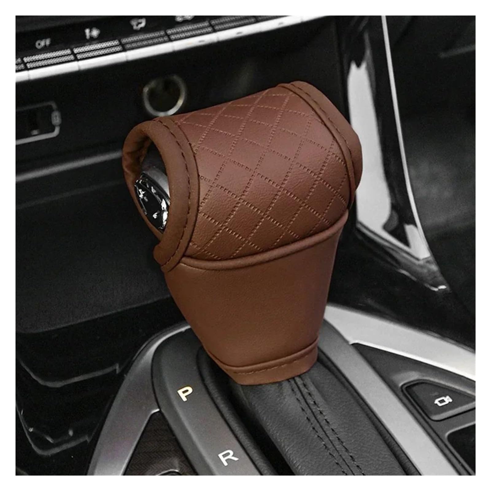 Auto Schalthebel Leicht Zu Reinigende Schalthebelabdeckung Ergonomischer Griff Komfortabler Griff Verbessert Die Ästhetik, Vollständiger Schutz, Schalthebelabdeckung Auto-Schaltknauf(Brown) von IBNBRO