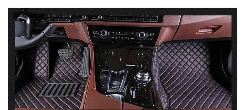 Autofußmatten Für A8 2002-2023 Auto Custom Car Fußmatten Teppiche Fuß Coche Zubehör Auto Fußmatten(Black Red,2002-2010) von IBNBRO