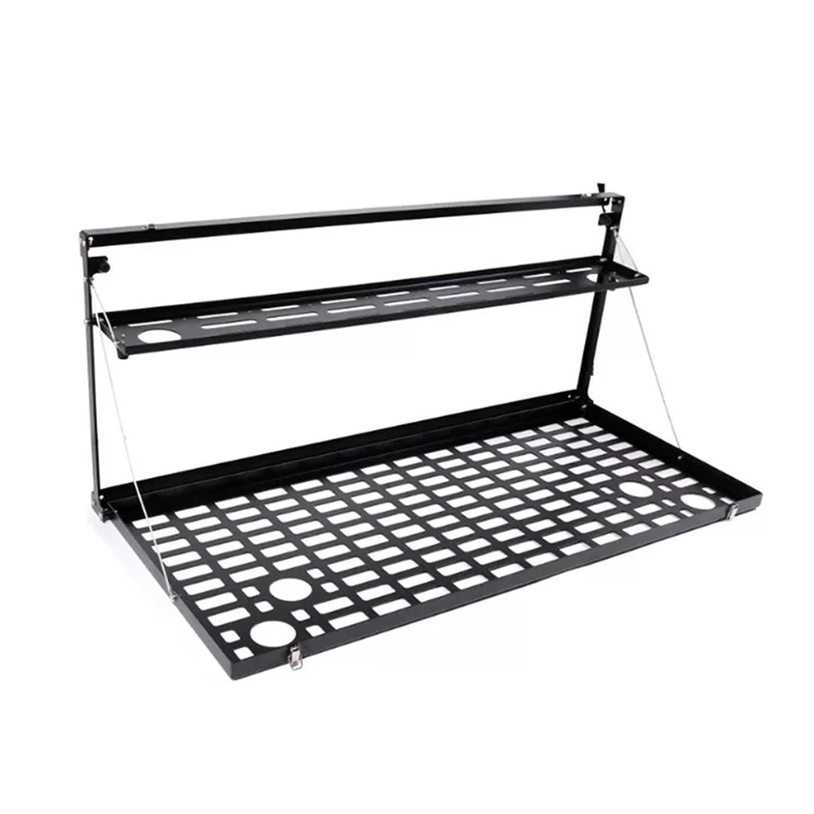 Dach Rack Gepäck Für Toyota FJ Cruiser 2006–2022, Schwarzes Faltbares Aluminium-Heckklappen-Hecktür-Doppellayout-Tisch-Aufbewahrungsregal-Regal-Panel-Set Racks Träger Auto von IBNBRO