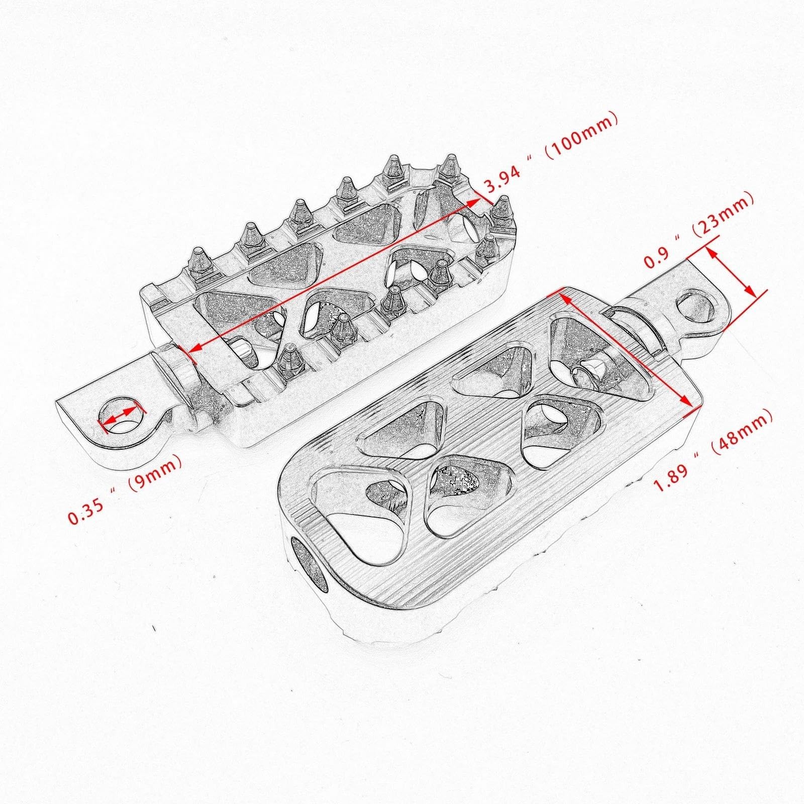 Fußrasten Motorrad Für Dyna Für Softail Für Sportster Für XL Iron Für Touring Für Road King MX Style Breite Spike-Fußrasten Motorrad-Fußstützenpedal 360 Grad Drehbar Motorrad Fußrasten(Silber) von IBNBRO