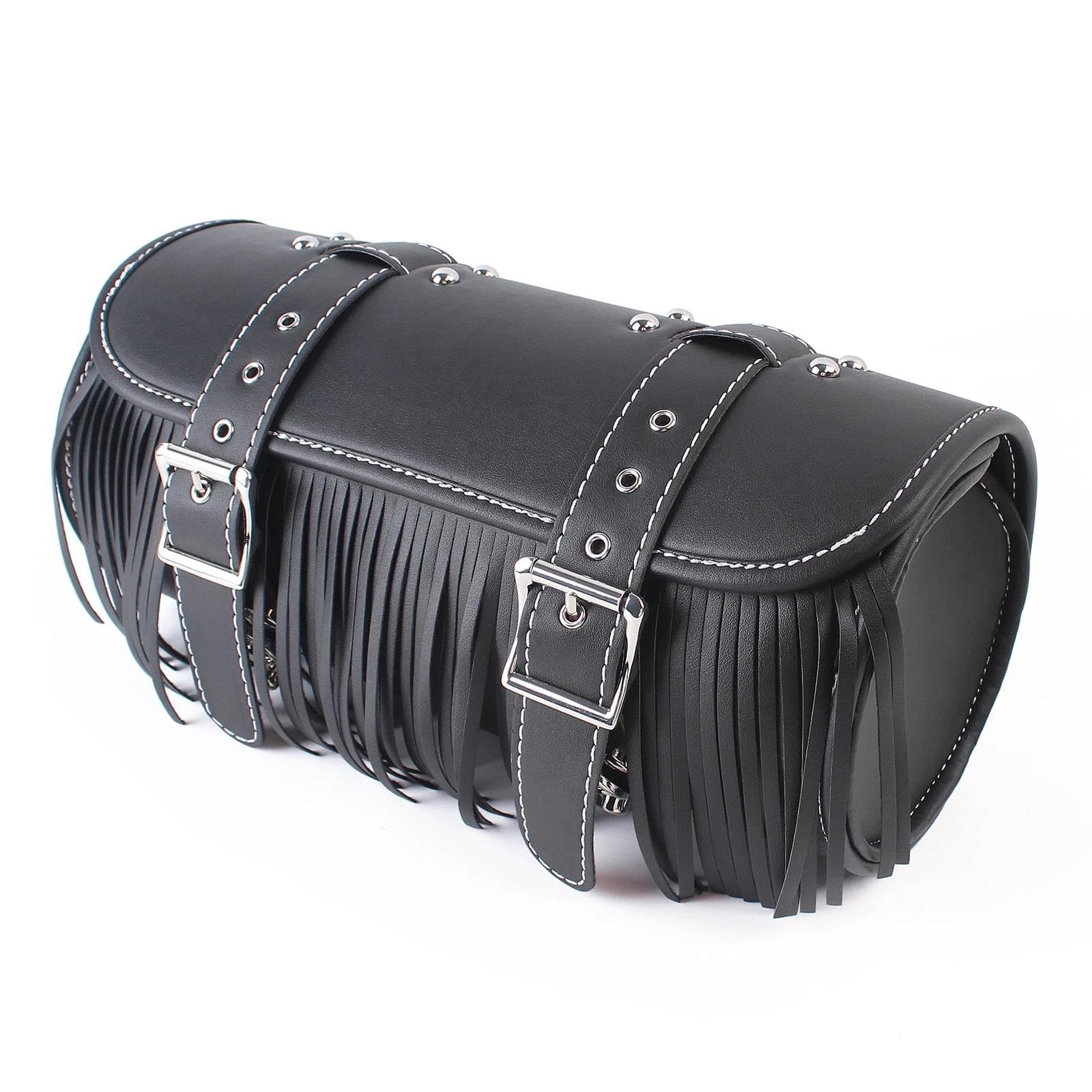 Leder & Satteltaschen Für Chopper Bobber Für Cruiser Sportster XL Motorrad Universal Sattel Tasche PU Leder Gabel Schwanz Tasche Gepäck Motorradgepäck von IBNBRO