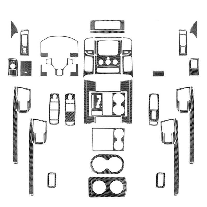 Schalttafelabdeckung Trims Für Dodge Ram 1500 2500 3500 2013-2018 Geschmiedete Kohlefaser-Innenverkleidung Zierleisten Auto-Innendekorationsaufkleber Mittelkonsole Interieurleisten Aufkleber(Full Set von IBNBRO