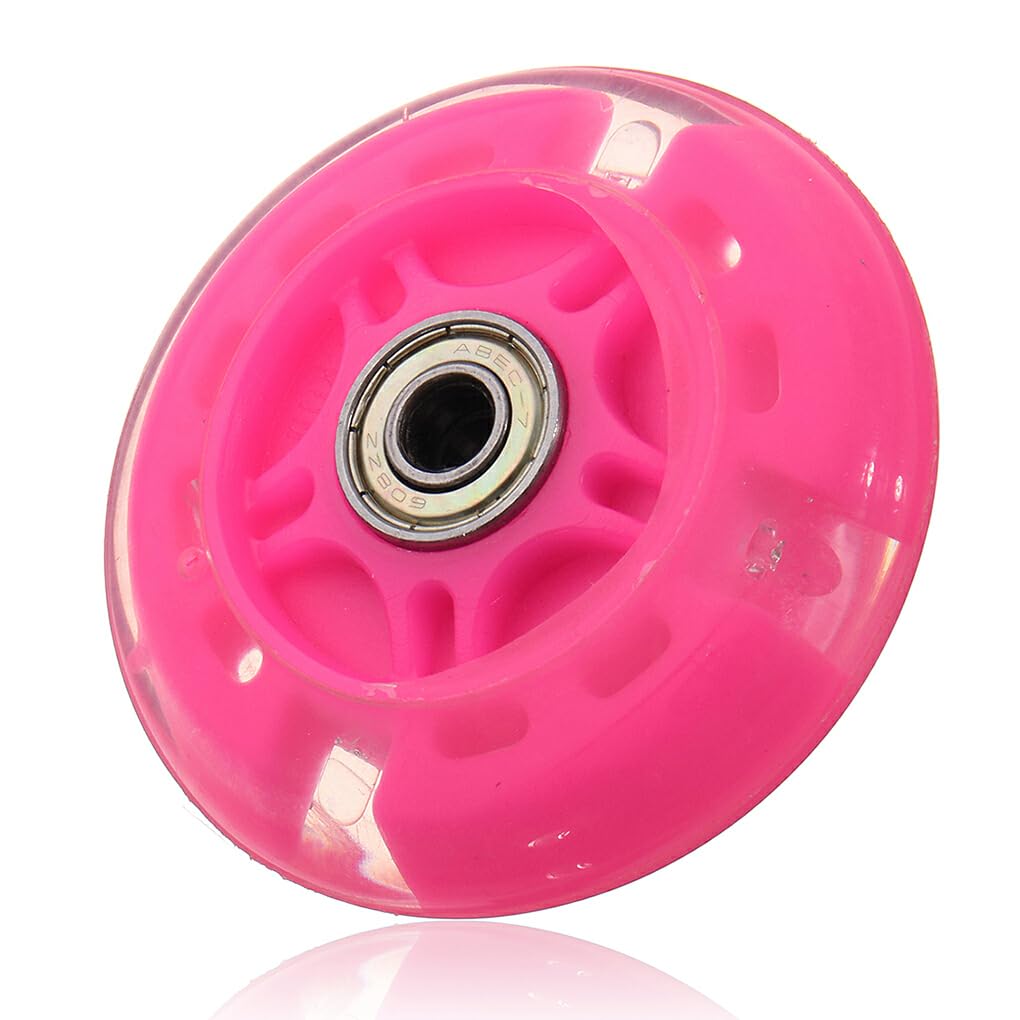 ICDKOYK Metall Kinder Roller Rad Universal 80mm Ersatz Reparatur Rollerskate Beleuchtung Räder Komponenten Zubehör, Rosa von ICDKOYK