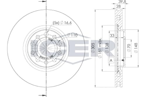 2x Bremsscheibe Kompatibel mit Alfa 159 Sportwagon 2005-2011 von Autoteile Gocht von ICER