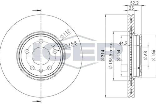 2x Bremsscheibe Kompatibel mit Audi A5 Cabrio 2007-2017 von Autoteile Gocht von ICER