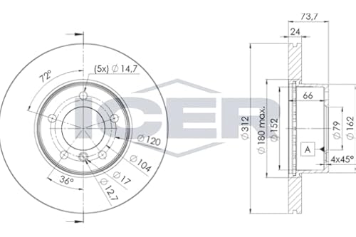 2x Bremsscheibe Kompatibel mit BMW X1 E91 F31 E92 2005-2021 von Autoteile Gocht von ICER