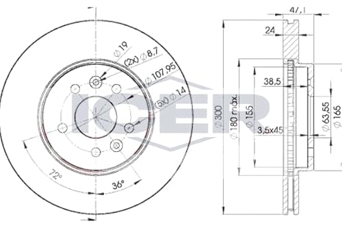 2x Bremsscheibe Kompatibel mit Ford Jaguar 2000-2009 von Autoteile Gocht von ICER