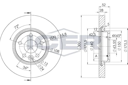 2x Bremsscheibe Kompatibel mit Ford Land Rover 2006-2019 von Autoteile Gocht von ICER