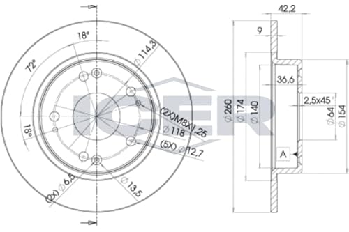 2x Bremsscheibe Kompatibel mit Honda Civic Viii 2005-2012 von Autoteile Gocht von ICER